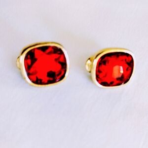 Gorgeous Monet Ruby Red Vintage Clip-On Earrings.